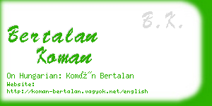 bertalan koman business card